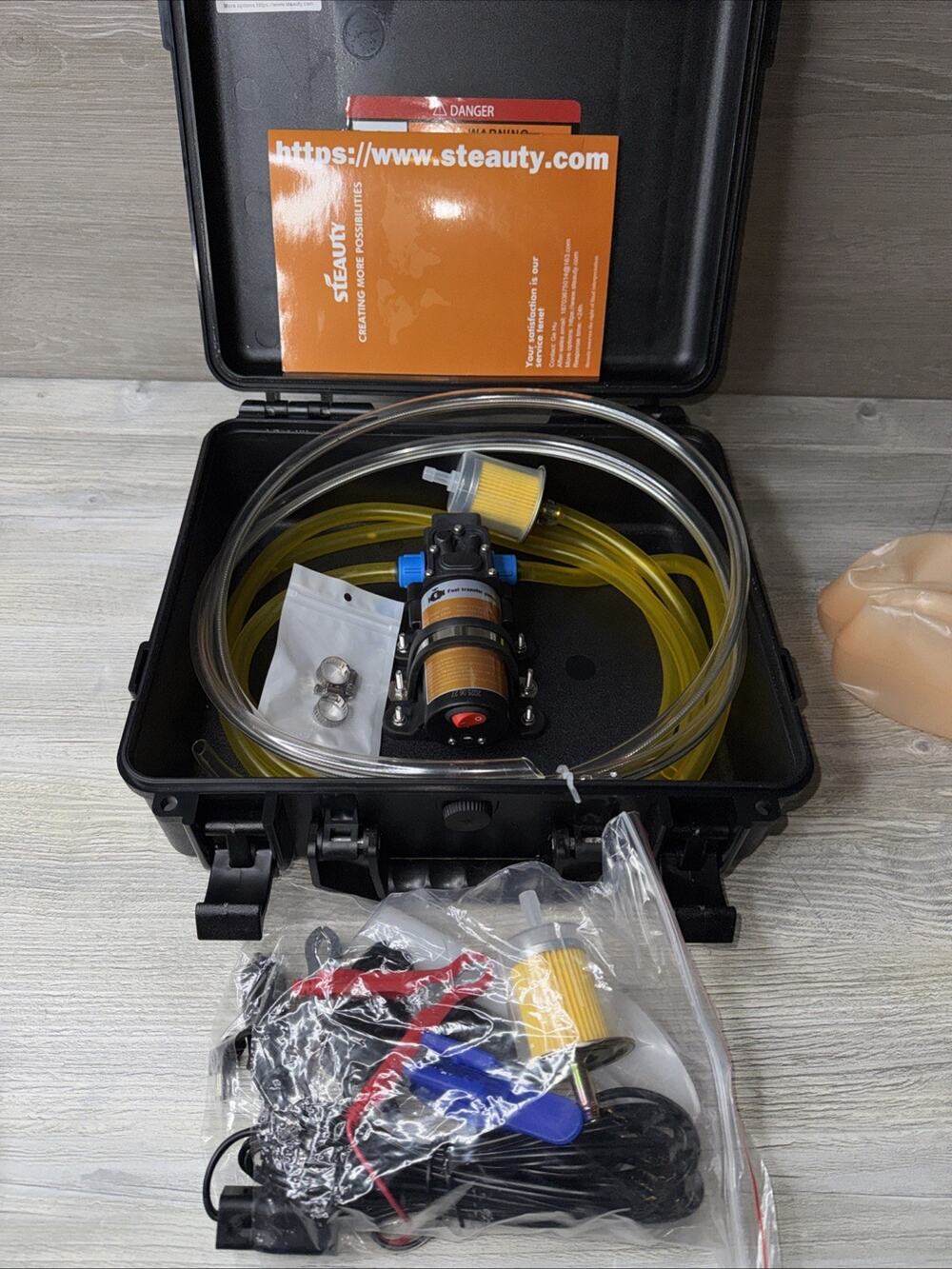 12V Fuel Transfer Pump Set with Hard Carry Case - Moves upto 85 Gal/Hr